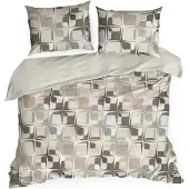 Eurofirany Puuvillasatiini vuodevaatteet SPRING printillä 220X200 + 70X80X2 beige