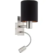 Eglo 96483 - LED-seinävalaisin PASTERI 1xE27/40W+LED/3,5W musta