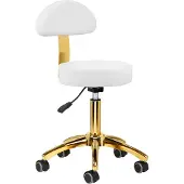 Activeshop AM - 304G Gold White - kultainen trimmaustuoli/jakkara korkeussäädöllä, irrotettava selkänoja, valkoinen