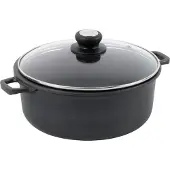 De Buyer Choc Extreme -alumiinikastikekattila lasikannella, 28 cm (6,6 L), induktio, musta