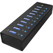 Raidsonic 10-porttinen 3.2 Gen1 USB-A -hubi, aktiivinen, musta