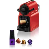 Krups Nespresso Inissia red Nespresso 19 bar capsule coffee machine with automatic cup filling and removable tray for 10 capsules (XN 1005)