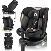 Lionelo Navy i-Size Black Pink kääntyvä turvaistuin, ISOFIX, musta/vaaleanpunainen