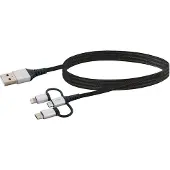 Schwaiger LKU 100, 1,5 m, USB A, Micro-USB B, USB 2.0, 0,48 Gbit/s, Musta, Hopea (LKU100533)