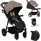 Lionelo Matkarattaat 22 kg asti, suuret maastorenkaat, jousitus, XXL-kuomu – Mira Beige Sand
