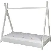 Velinda Puinen skandinaavinen lasten sänky + STANDARD-patjasetti, teltta 160x80, white
