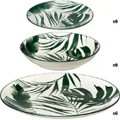 Secret De Gourmet 18-osainen "palme" astiasto: valkoinen ja vihreä