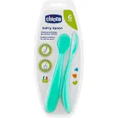 Chicco Silikoni lusikka Duplo Soft Blue 6m+ 2 kpl