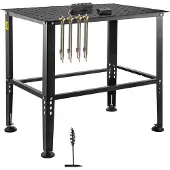 Vevor -hitsauspöytä 91 cm x 61 cm, 32 kg:n kapasiteetti, hitsaustyöpöytä, raskaaseen käyttöön tarkoitettu työpöytä 1,6 cm:n kiinnitysrei'illä ja liukumattomilla jalkatyynyillä hitsauskokoonpanoihin, ko