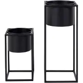 House Nordic Mette - Flowerpots, Steel, Black, Set Of 2 - Black - 50.5X19.5X19.5CM