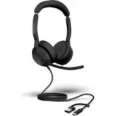 Jabra YOU'RE ON Evolve2 50 MS Stereo -kuulokemikrofoni + USB-A/C-sovittimet, musta