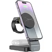 Hoco 3-in-1 inductive charger compatible with MagSafe 15W CQ3 black