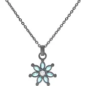 Wildcat Little Moon Stone Flower Necklace - Kaulakoru - Musta metalli