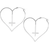 Wildcat Cross Heart Hoops - Srebrna
