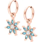 Wildcat Little Moon Stone Flower Hoops - Rožnato Zlata