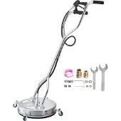 Vevor 18" painepesuri pintojen puhdistamiseen, ruostumattomasta teräksestä valmistetut painepesurin lisäosat 4 pyörällä, 4000 max. PSI, 3/8 pikaliitin, 2 suihkusuutinta, kaksoiskahva, betonille, teras