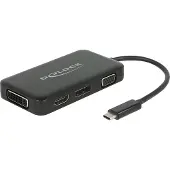 DeLOCK USB Type-C to VGA / HDMI / DVI / DisplayPort - adapteri, musta
