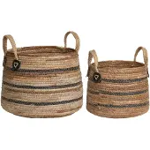 House Nordic Rani - Baskets, Banana Leaf, Natural, Set Of 2 - 28.5X39X39CM