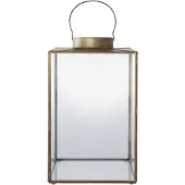 House Nordic Lene - Lantern, Metal/Glass, Antique Brass Look - Gold - 42X24.5X24.5CM