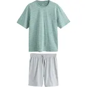 Next Lyhyt pyjama vaaleanharmaa / vihreä / valkoinen