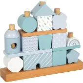 Small Foot Design - Wooden Stacking House Blue - 18 pcs.