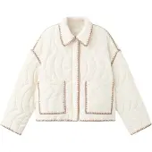 Mango Contrast Piping Quilted Jacket - Cream - M