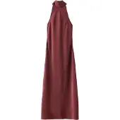 Mango Wrinkled Effect Halter Dress - Burgundy - L