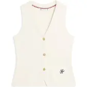Tommy Hilfiger for woman. WW0WW49707 Premium knitted waistcoat (M), Beige, Casual, Cotton