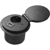 GTV Tiedonsiirtoliitinlohko, 1 pistoke, USB A+C, HDMI+RJ45 vaihdettava, musta