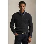 Ralph Lauren Waffle-Knit Wool-Cotton Sweater - Grey - L