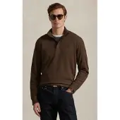 Ralph Lauren Luxury Jersey Quarter-Zip Pullover - Brown - L
