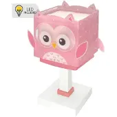 DALBER Pöytävalaisin Little Pink Owl, Lila/vaaleanpunainen, Lastenhuone, Synteettinen materiaali