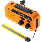 Adler Hätäradio / maantiekeskusradio taskulampulla, aurinkokennoilla ja Powerbankilla varustettuna