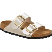 Birkenstock for woman. 1020021 Arizona Big Buckle white sandals (Narrow Fit) pearl gold (41), Flat, None, Casual