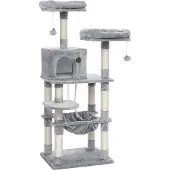 Feandrea Feardrea Catte Tree, Stable Cat Tower, 2 muhkeat vaiheet, 143 cm, vaaleanharmaa