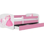 Kocot Kids Lastensänky laatikolla ja patjalla Babydreams, 70x140 cm, pinkki