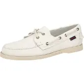 Sebago for man. 7000H00 Docksides leather boat shoes Portland white (42), Flat, Laces, Casual