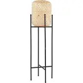 LUCANDE LED-lattiavalaisin Adebi, musta, bambu, Ø32.5cm Adebi , himmennettävä, Musta, Alumiini, Kartano/rustiikki