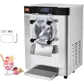 Vevor -jäätelökone ammattikäyttöön, 12 l/h tuotto, 1295 W:n yhden maun pöytämallin jäätelökone, 4,5 litran ruostumattomasta teräksestä valmistettu sylinteri, LED-paneeli, automaattinen puhdistus, esijä