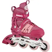 Hudora Children's roller skates Comfort 29-34 pink, adjustable with ventilation and cushioned insert, PU 82A wheels, ABEC 7, 4 wheels, load capacity u (28452)
