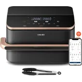 Cosori TwinFry Dual Blaze CAF-TF101S, 10 l, 5 kg, 2800 W, airfryer, Black / Dark Grey with rose gold accents