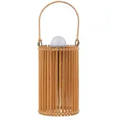 LINDBY LED-aurinkopöytävalaisin Amaria, bambu, Ø 12 cm Amaria , himmennettävä, Vaalea puu, Bambu, Kartano/rustiikki