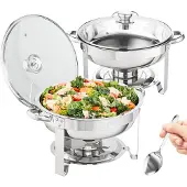 Vevor 2-pack pyöreä hankausastiasetti täysikokoisella 4Qt Pan lasikannen polttoainetelineellä