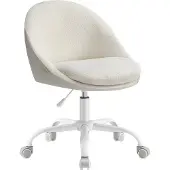 Songmics Kotitoimiston tuoli, 60x60x(80-90) cm, beige-valkoinen, Kodukontori tool, meigistool fliisist, 60 x 60 x (80-90) cm, cappuccino-beež-pilvevalge