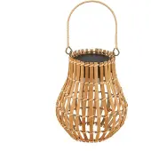 LINDBY LED-aurinkoparatiisivalaisin Amaria, bambu, Ø 18 cm Amaria , himmennettävä, Vaalea puu, Bambu, Kartano/rustiikki