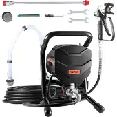 Vevor -jalustainen ilmaton maaliruisku, 650 W:n tehokas ilmaton ruisku, 3000 PSI:n sähköinen maaliruiskun jatkovarsi ja puhdistussarjat sisä- ja ulkokalusteisiin/aitoihin/kotiin/taloon