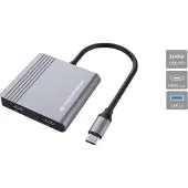 Conceptronic DONN13G, Langallinen, USB 3.2 Gen 1 (3.1 Gen 1) Type-C, 100 W, Harmaa, 5 Gbit/s, 4K Ultra HD