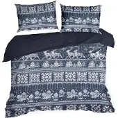 Eurofirany Jouluinen flanellivuodevaatteet 220x200 cm, tummansininen