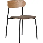 Ebuy24 Nora - Dining Chair, Backrest In Ash Wood, Brown Seat With Black Legs - Brown - 51X 47X 77CM