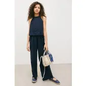 Mango Halter Long Jumpsuit - Navy - 134
